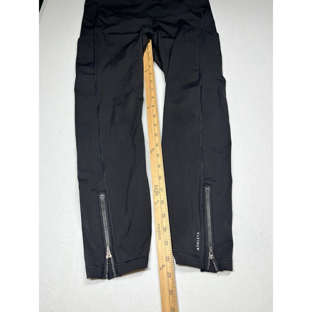 Athleta Women's Size Large Black Ultimate Run 7/8 Tight Mesh Ankle Zip - Picture 5 of 6
